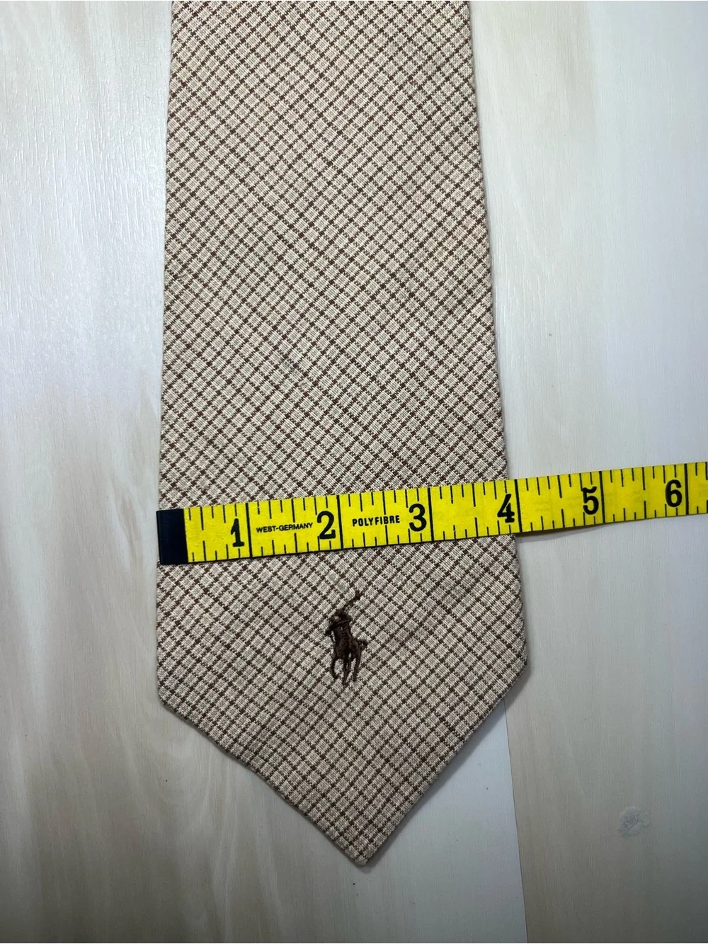 Polo by Ralph Lauren Men’s Brown Diamond Pattern Linen Tie Embroidered Polo Pony